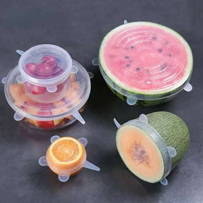 6-Piece Set: Silicone Stretch Lids, Reusable Durable Food Storage Lids