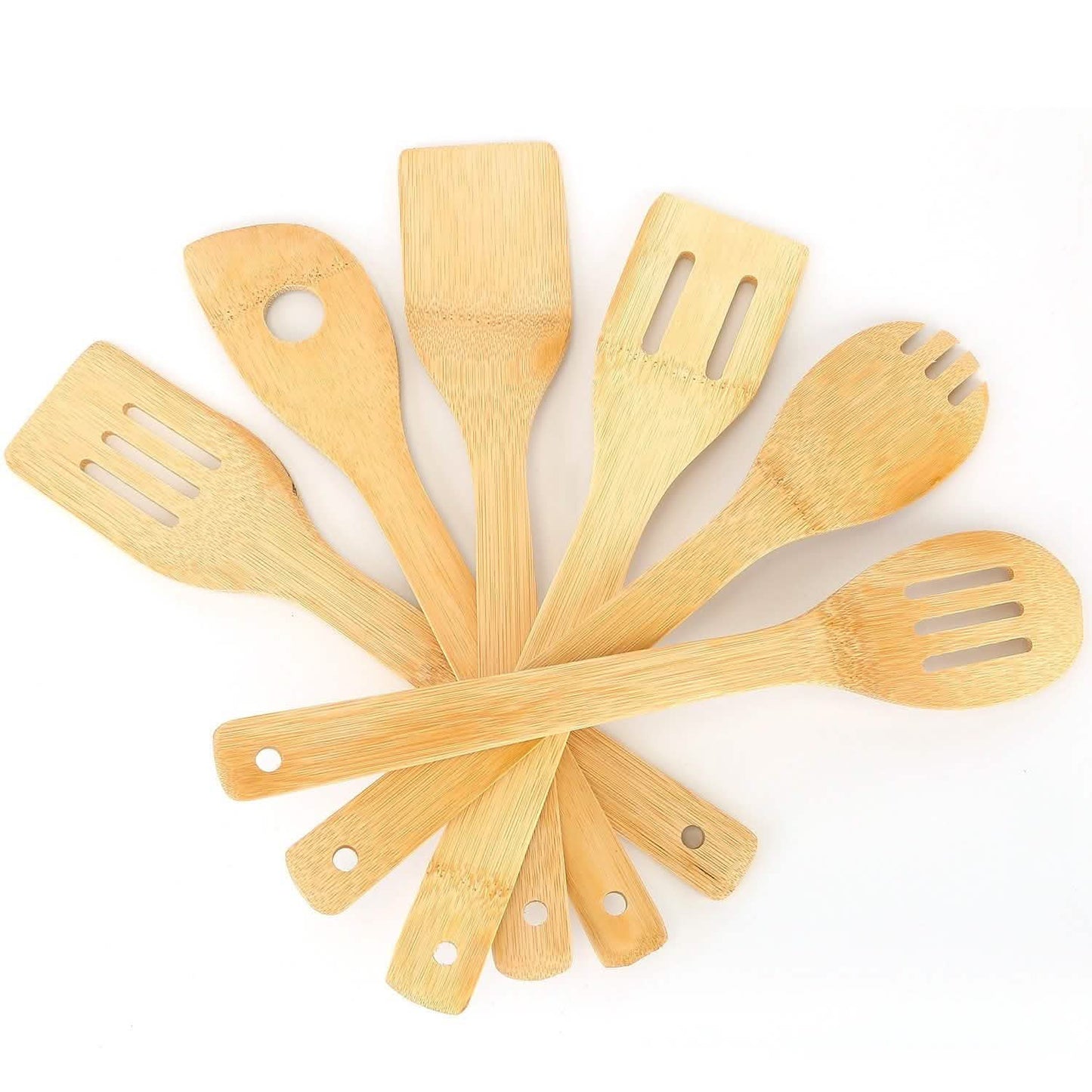 6-Pieces: Cooking Utensil Bamboo Wooden Spoons