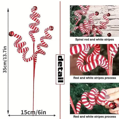 6-Pieces: Red White Candy Christmas Tree Decorations