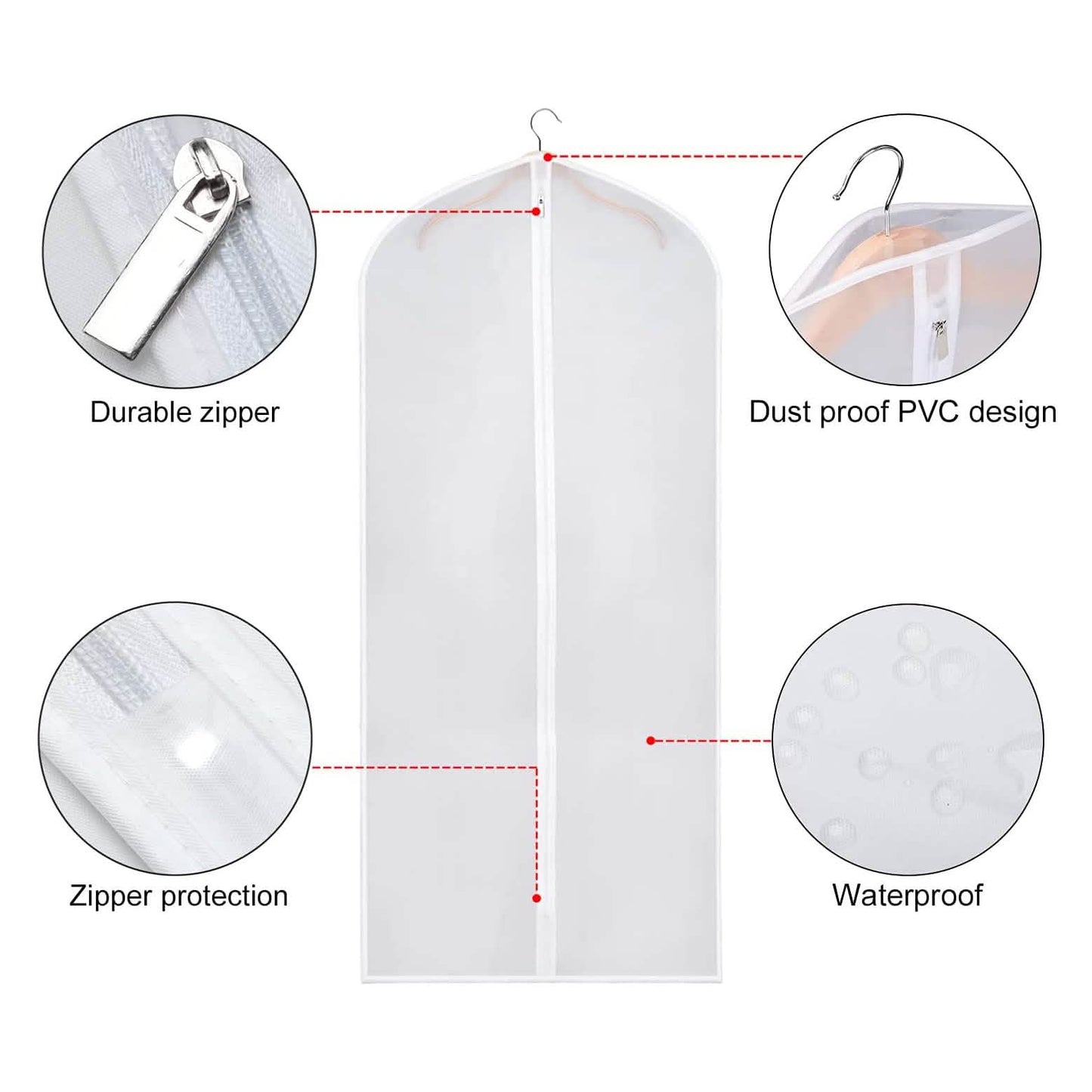 6-Pieces: Zilink Clear Garment Bag Dress Bags
