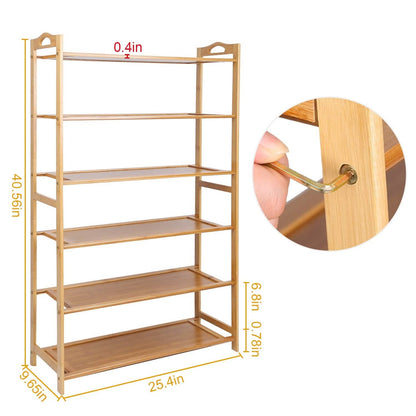 6 Tier Bamboo Shoe Rack Organizer