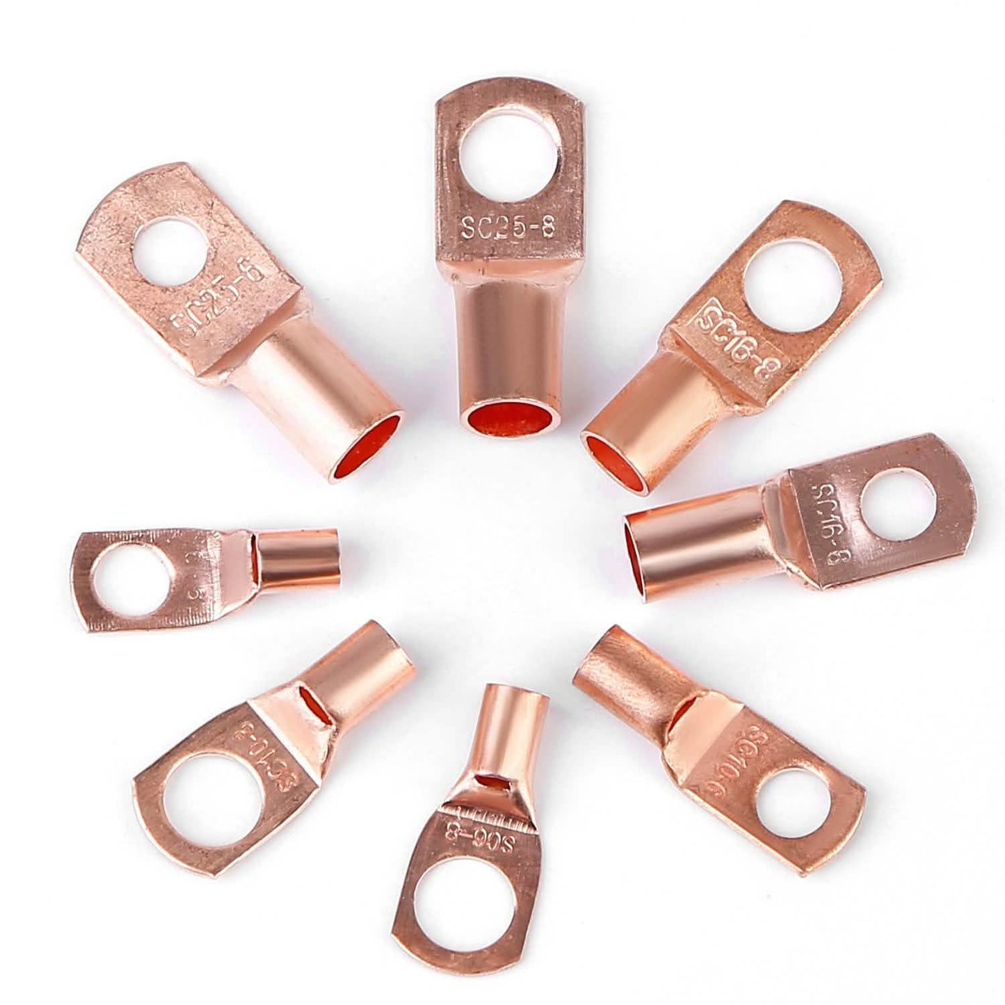 60-Piece: Battery Bare Copper Ring Lug Terminals