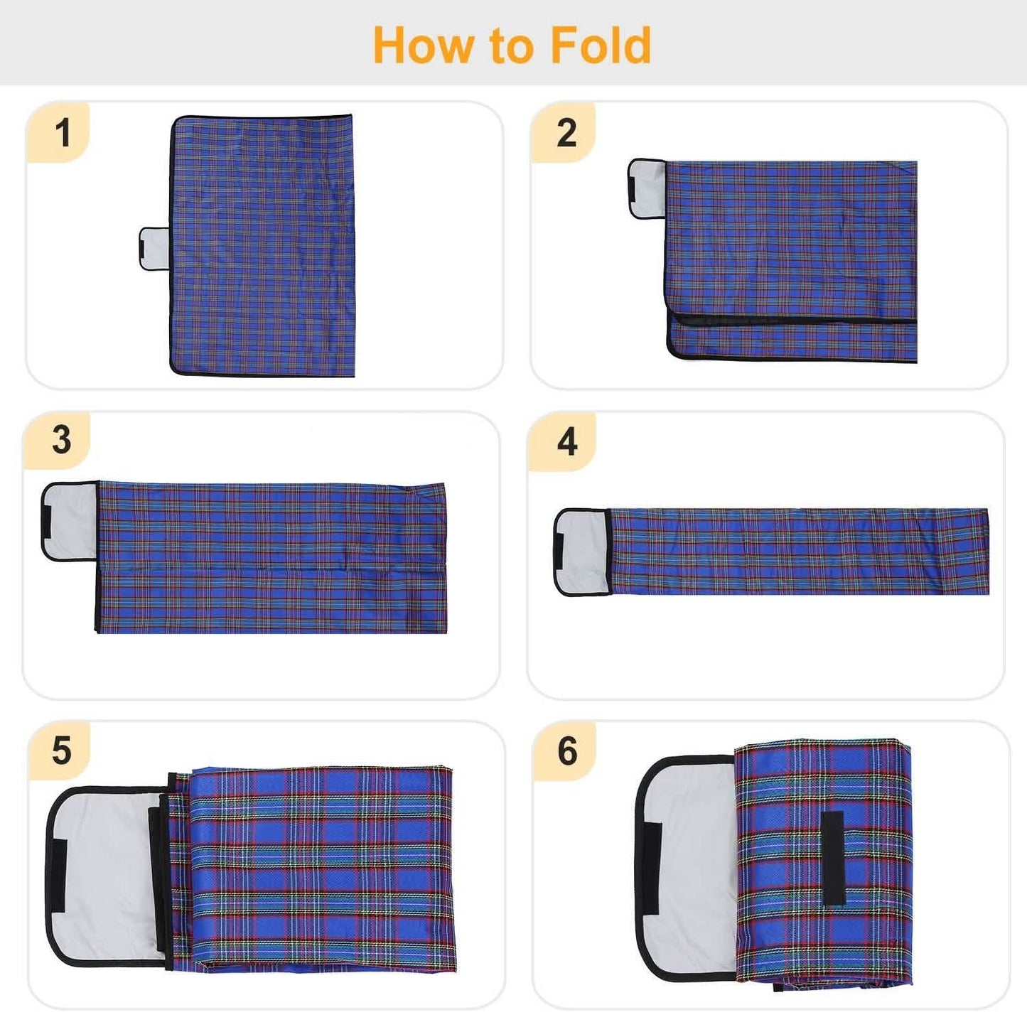 60" x 78" Foldable Waterproof Picnic Blanket with Strap