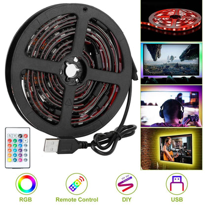 6.56ft TV LED Backlight RGB Strip Light USB Monitor Lighting