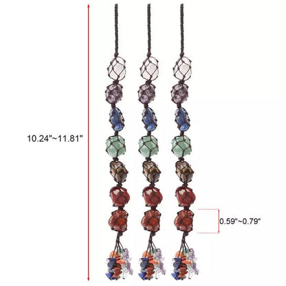 7 Chakra Gemstones Reiki Healing Crystals Tassel Wall Car Hanging Ornament