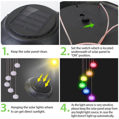 7 Color Changing Solar Wind Chime Lights Sea Urchins Decorative Lamp