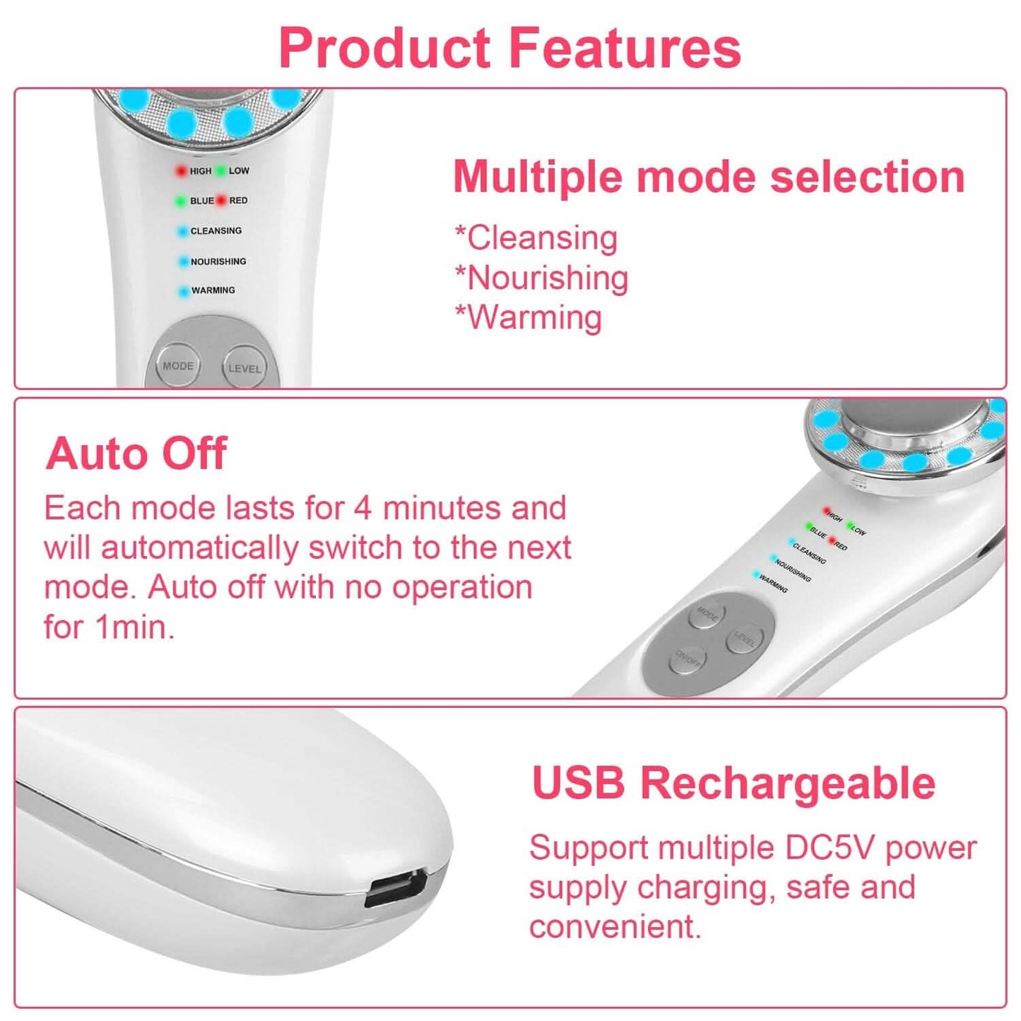 7-in-1 Facial Massager Ultrasonic High Frequency Face Lifting Machine