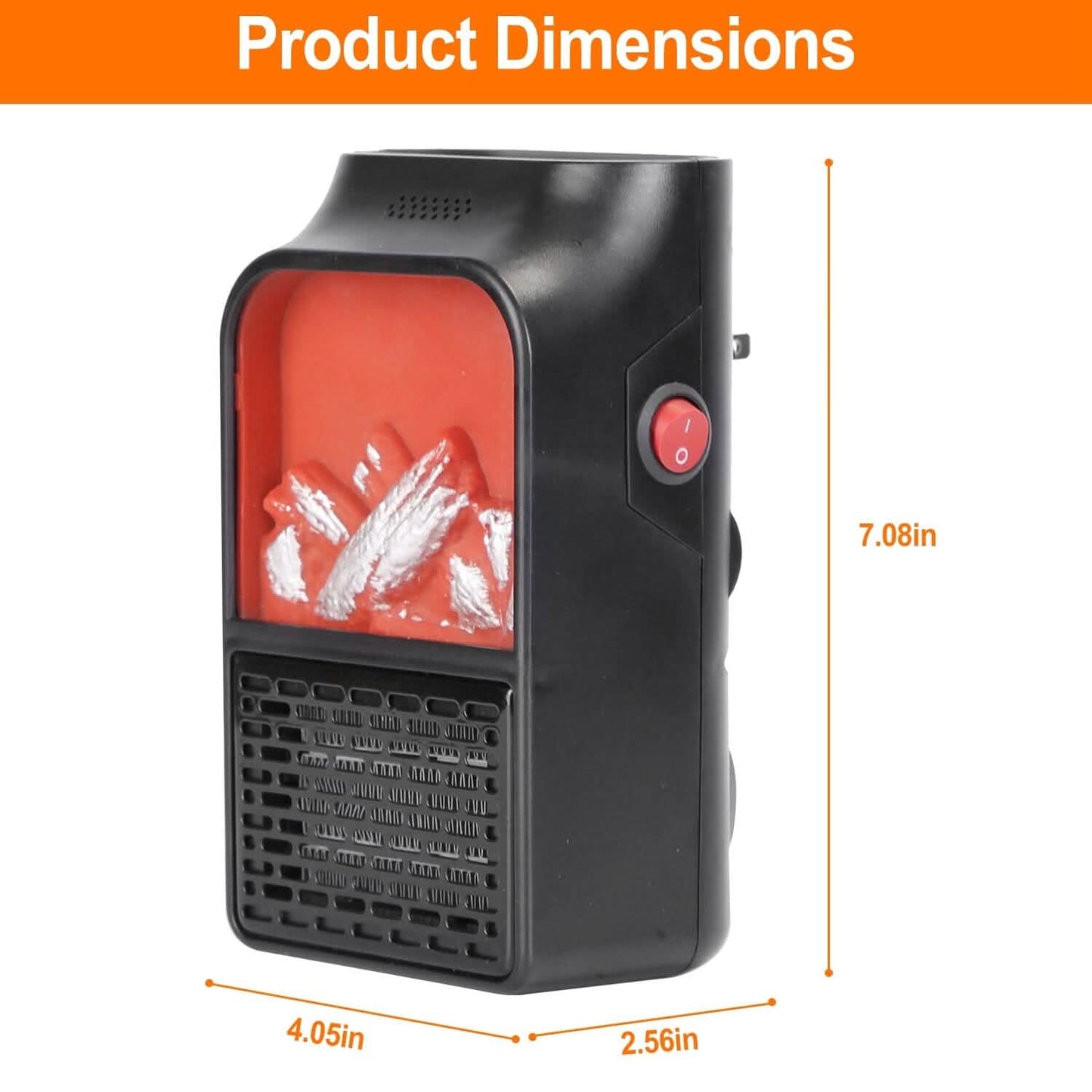 800w Plug-In Space Heater Wall Outlet with 360° Rotatable Plug