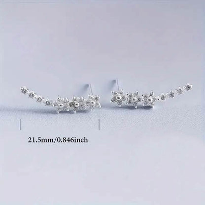 925 Silver Climber Earrings with Hypoallergenic Synthetic Cubic Zirconia