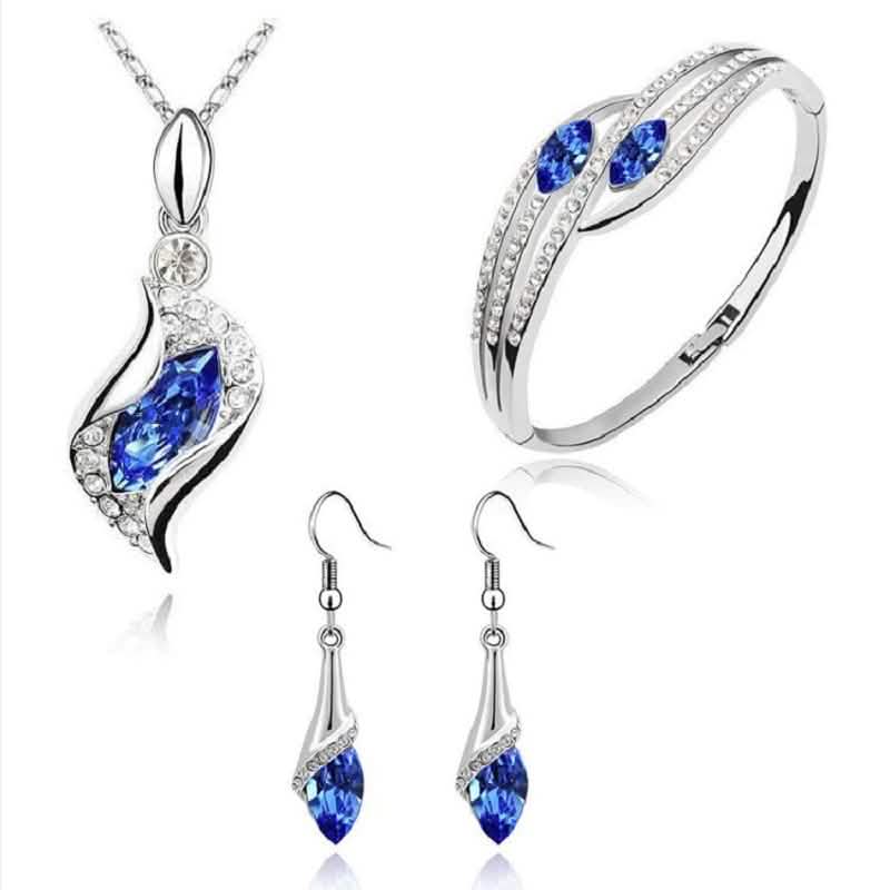 925 Sterling Silver Crystal Jewelry Set