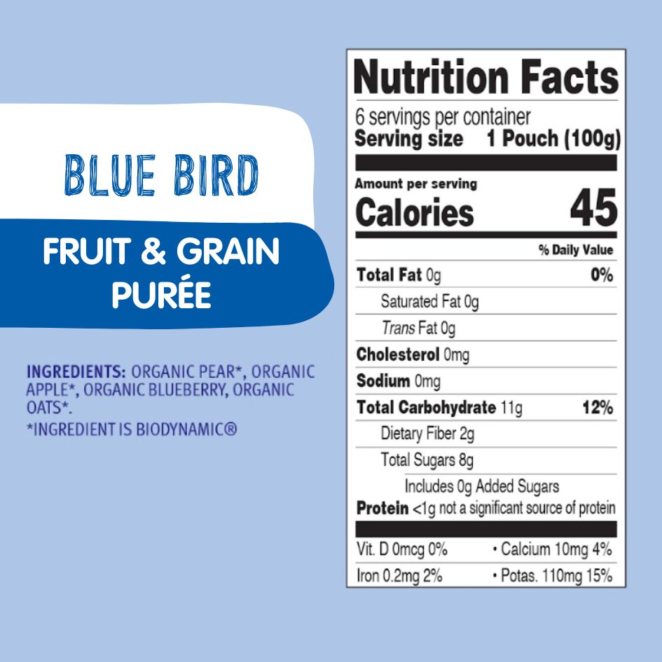 Holle Organic Blue Bird - Fruit & Grain Purée Pouches