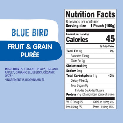 Holle Organic Blue Bird - Fruit & Grain Purée Pouches