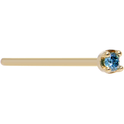 Solid 14K Yellow Gold 1.5mm Genuine Blue Diamond Nose Ring