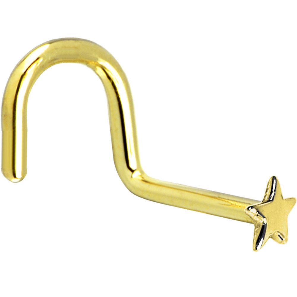 Solid 14K Yellow Gold Star Nose Ring