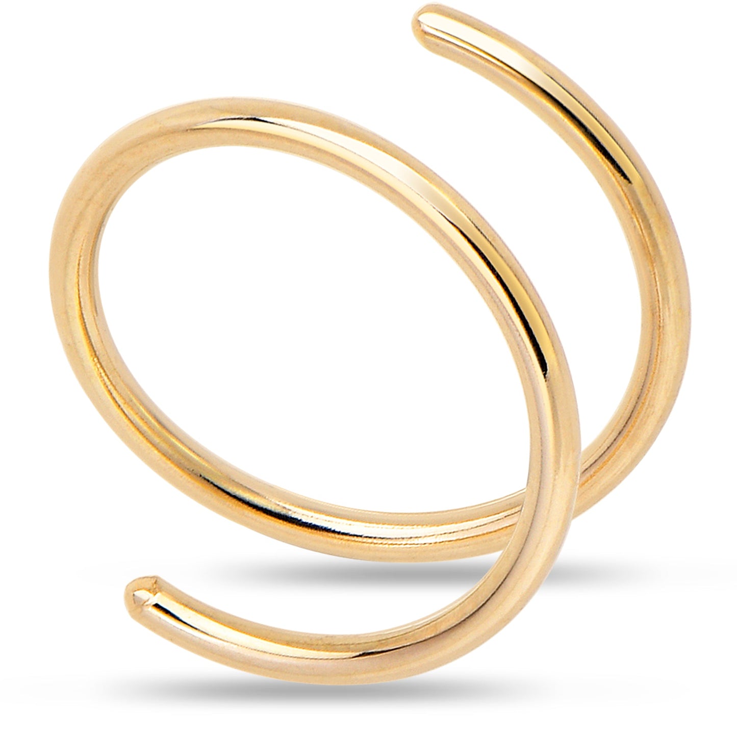 14k Solid Yellow Gold Double Hoop Nose Spiral Nose Ring