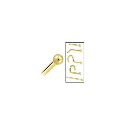 Solid 14K Yellow Gold 1.5mm Ball Nose Ring