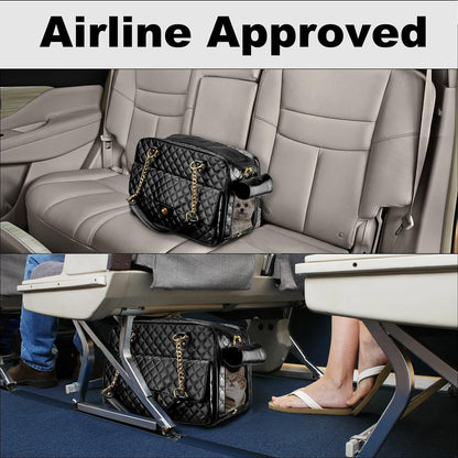Luxury Quilted Dog Carrier Bag Purse Airline Approved Pet Travel Handbag