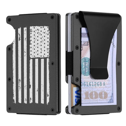 RFID Blocking Minimalist Scratch Resistant Slim Credit Card Holder Wallet with Easily Removable Money Clip