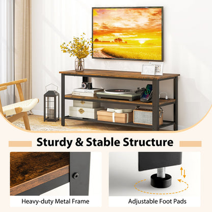 Industrial TV Stand up to 50 Inches with Power Outlets and USB Ports-Rustic Brown