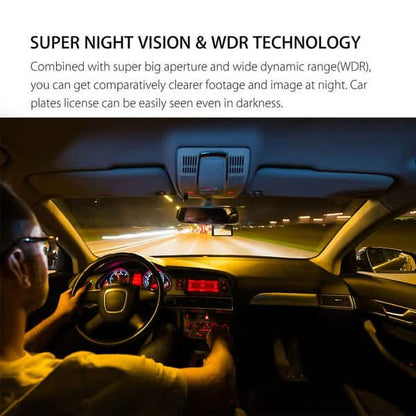 A6T 4-Inch 170° Wide Angle Full HD 1080P Car DVR Dual Lens Dash Cam Rear View Camera Video Recorder with Touch Screen