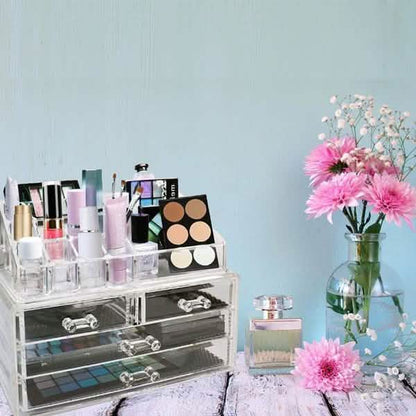 2-Pack: Acrylic Makeup Organizer Cosmetic Jewelry Display Box