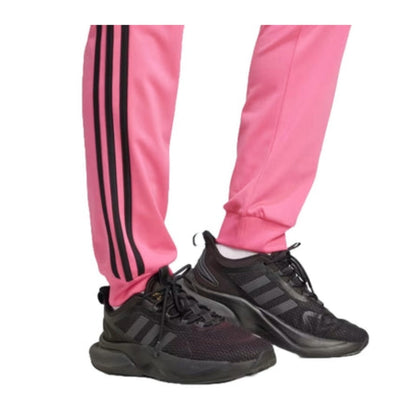 adidas Women's Primegreen Essentials Warm-Up Slim Tapered 3-Stripies Track Pants - Pulse Magenta