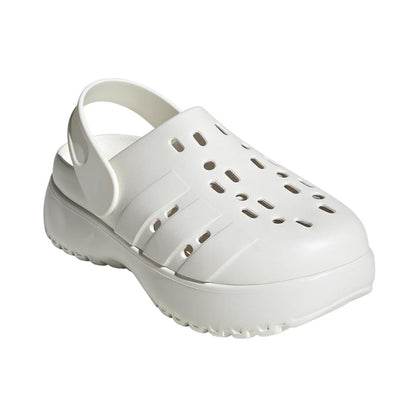 adidas WOMEN'S ADILETTE CLOG PLATFORM SLIDE SANDALS - White
