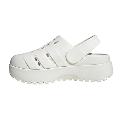 adidas WOMEN'S ADILETTE CLOG PLATFORM SLIDE SANDALS - White