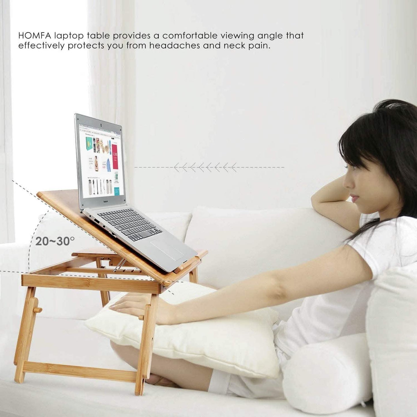 Adjustable Bamboo Laptop Desk