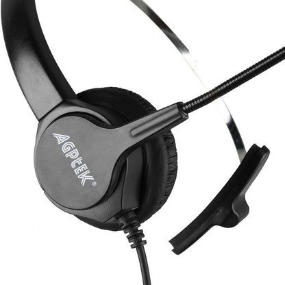 AGPtEK Call Center Hands-Free Noise Cancelling Corded Monaural Headset with Mic Mircrophone