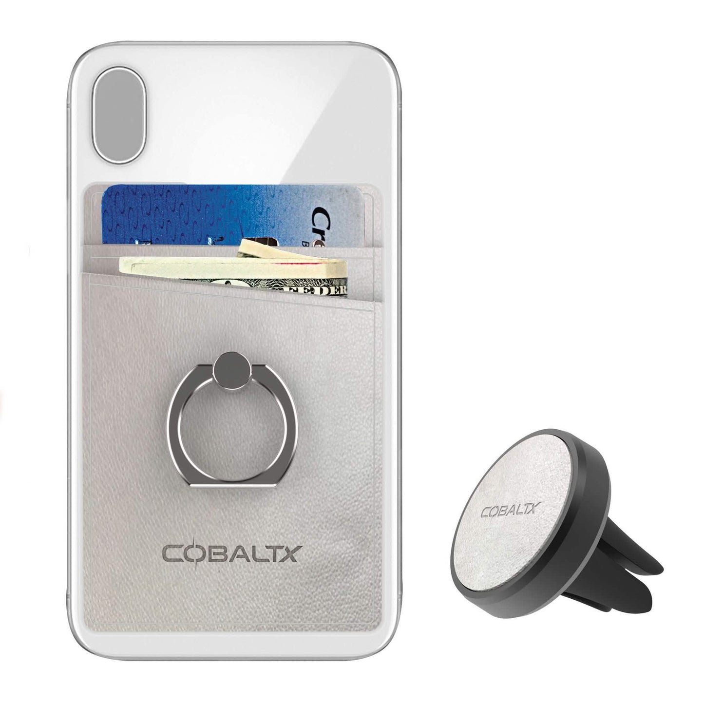 All-in-One Ring Grip Wallet and Magnetic Airvent Mount Combo Pack