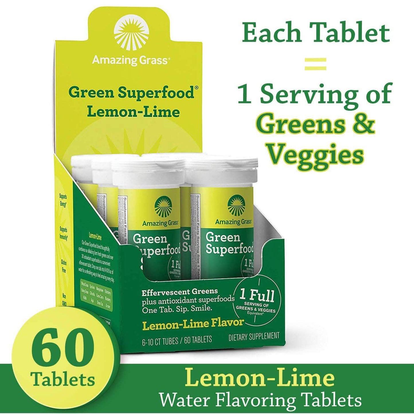 Amazing Grass Green Superfood Water Flavoring Tablet with Antioxidants and Alkalizing Greens