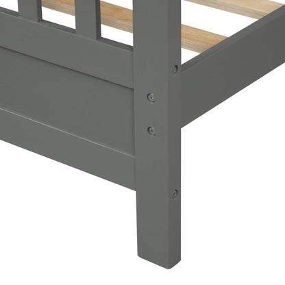 Anysun Full Size Bed Frame Solid Wood Platform Bed with Headboard for Kid's