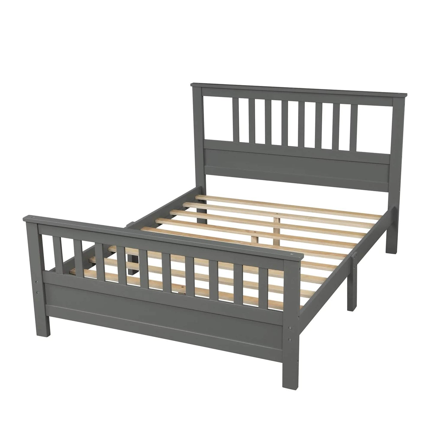 Anysun Full Size Bed Frame Solid Wood Platform Bed with Headboard for Kid's