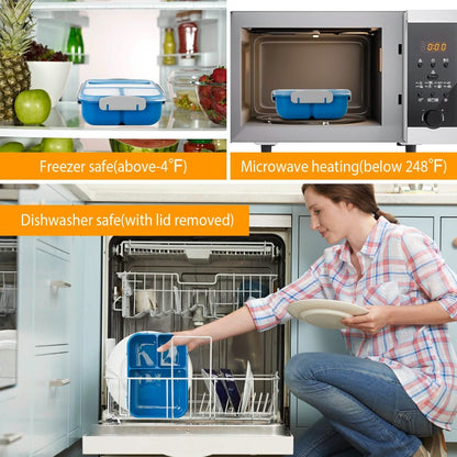 Bento Box Portable Lunch Box Picnic Food Storage with 3 Compartments