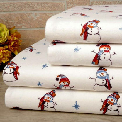 Bibb Home 100% Cotton Printed Flannel Sheet Set - Cozy, Soft, Deep Pocket Sheets