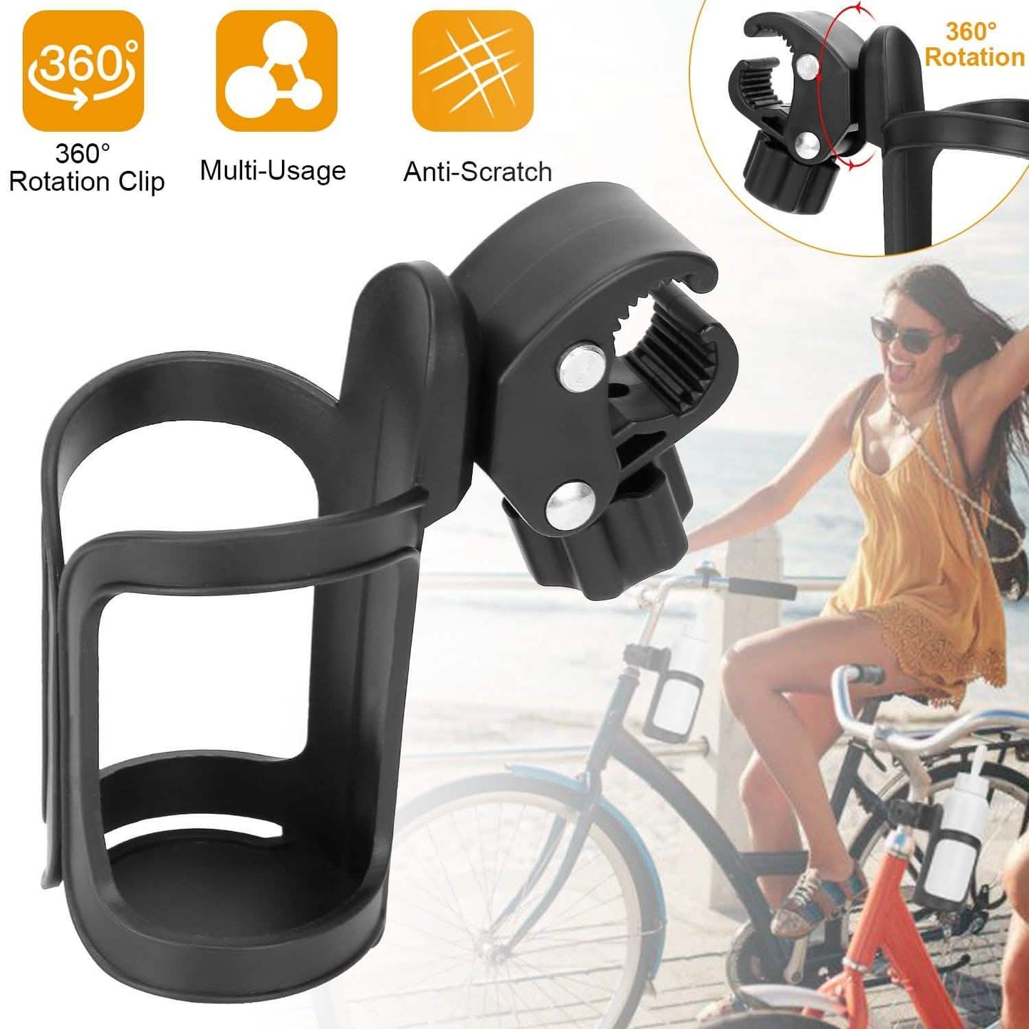 Bike Water Bottle Holder 360° Rotating Drink Cup Cage