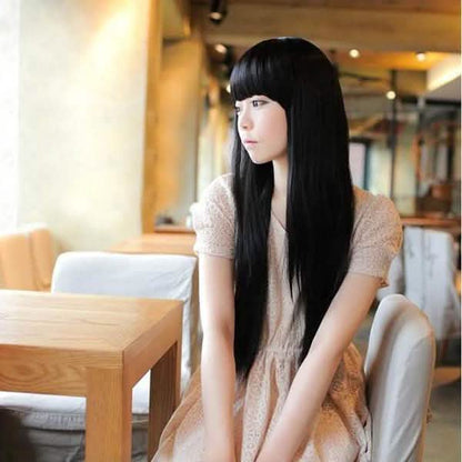 Black Long Straight Full Hair Wig Cosplay