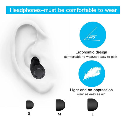 Bluetooth 5.0 Wireless Headset Deep Bass Stereo Earbuds LCD Power Display