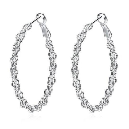 Braided Hoop Earrings In 18KT White Gold