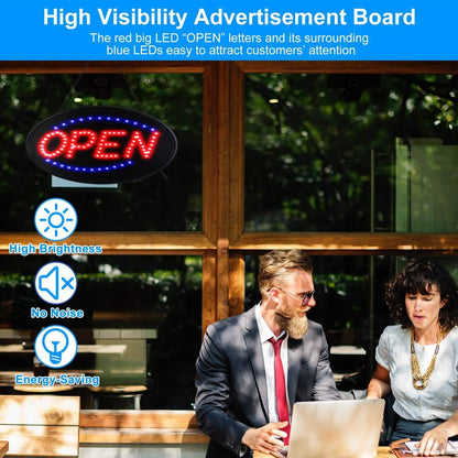 Business Neon Open Sign Advertisement Board with Steady Flashing Modes