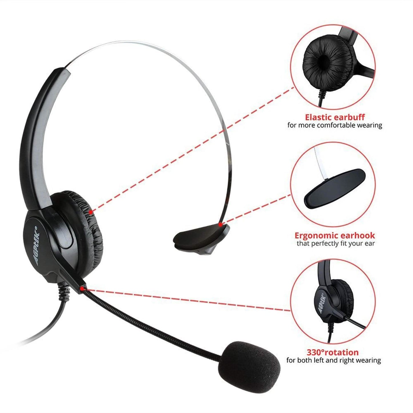 Call Center Dialpad Corded Headset Office Telephone with Corded Headset