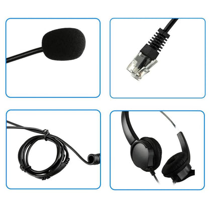 Call Center Noise Cancelling Corded Binaural Hands-free Headset with Microphone