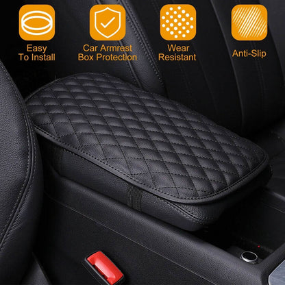 Car Armrest Pad Cover PU Leather Fit for SUV Truck Car