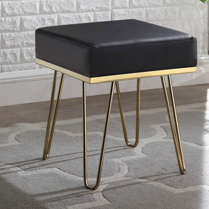 Catheau Square Ottoman Brass Finished Frame Hairpin Legs