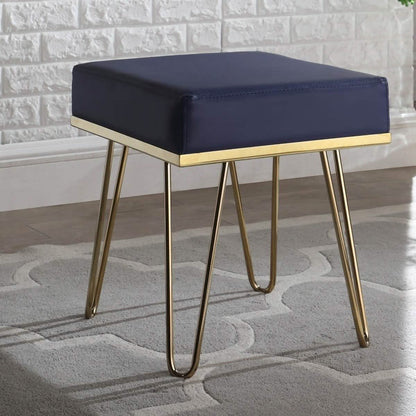 Catheau Square Ottoman Brass Finished Frame Hairpin Legs