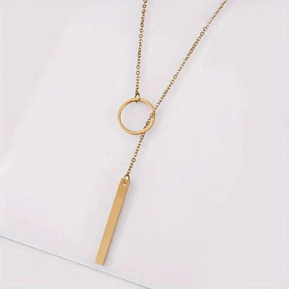Chic Ethnic-Inspired Alloy Circle & Rod Pendant Necklace