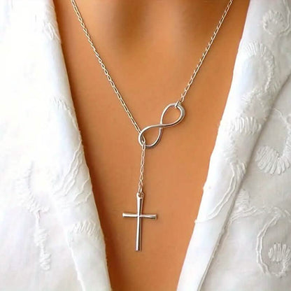 Chic Vintage-Inspired Infinity Cross Pendant Necklace