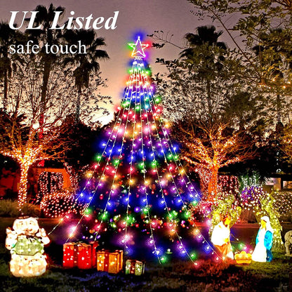 Christmas String Lights with 317 LED Star Hanging Twinkle Fairy Curtain Lights
