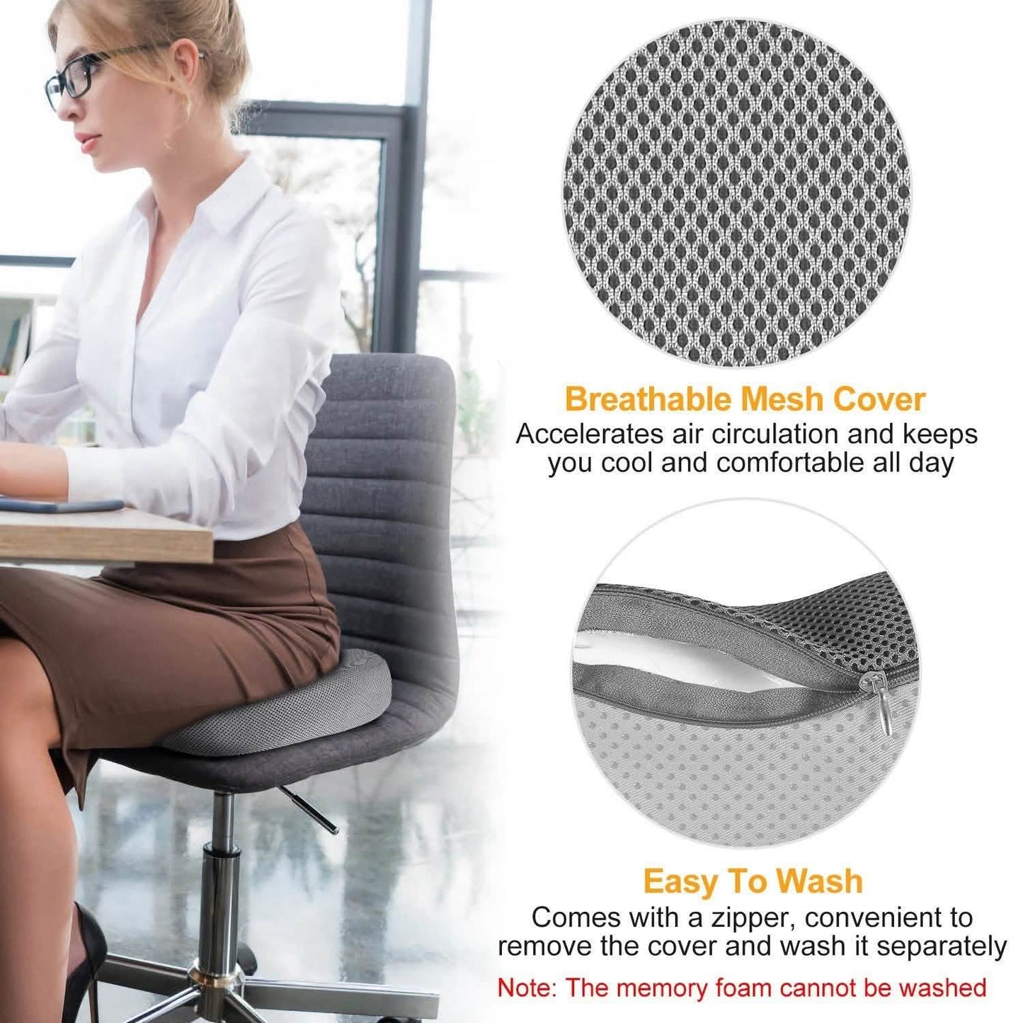 Coccyx Orthopedic Memory Foam Seat Cushion